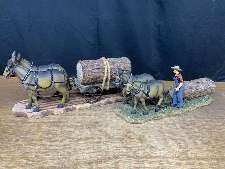 (2) Mules Pulling Logs Decorations image