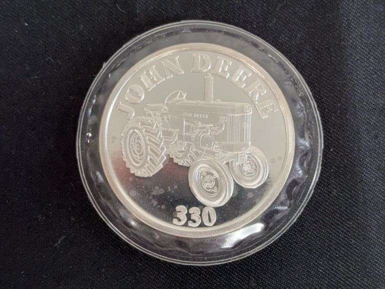 John Deere 330 1 Troy Oz. .999 Fine Silver Coin image