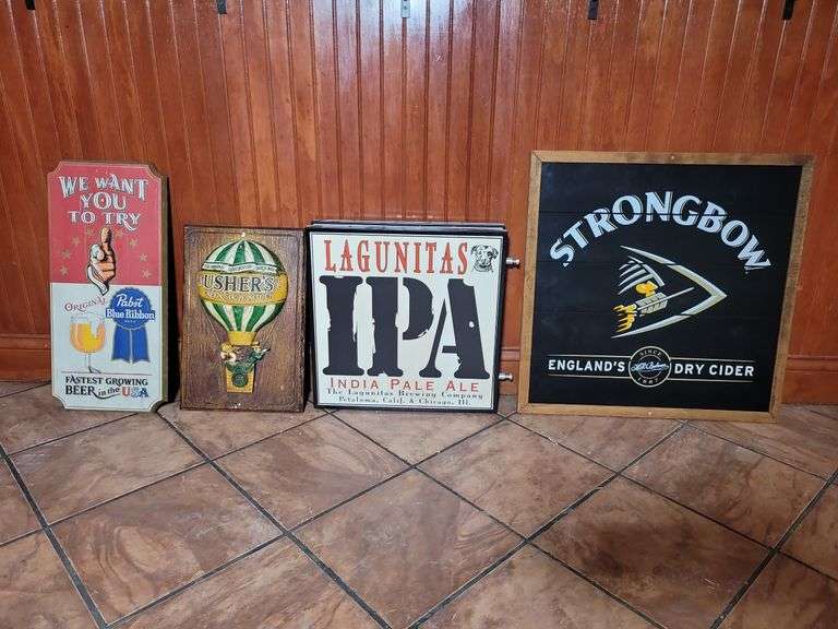 (4) Wooden Beer Signs image