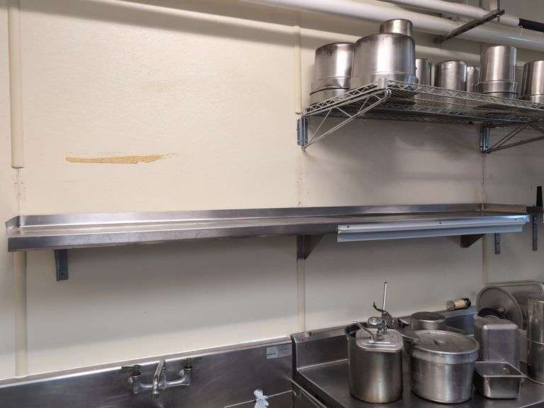 Stainless Steel Kitchen Shelf with order holder - 96" x 12" image