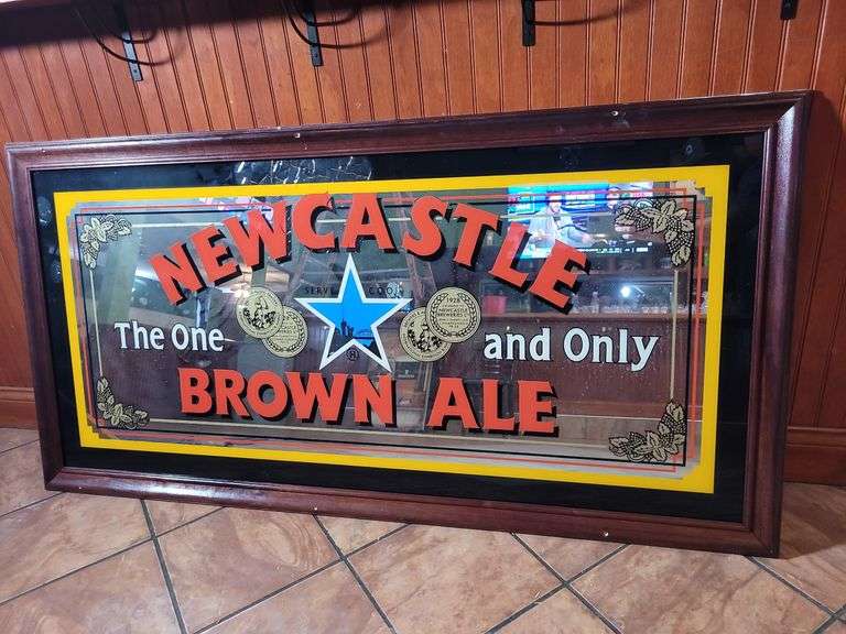 63" W x 33" T... Newcastle Brown Ale Mirror Sign image