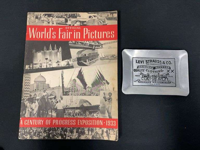 (2) 1933 Worlds Fair Pictures Book + Levi Strauss Tray image