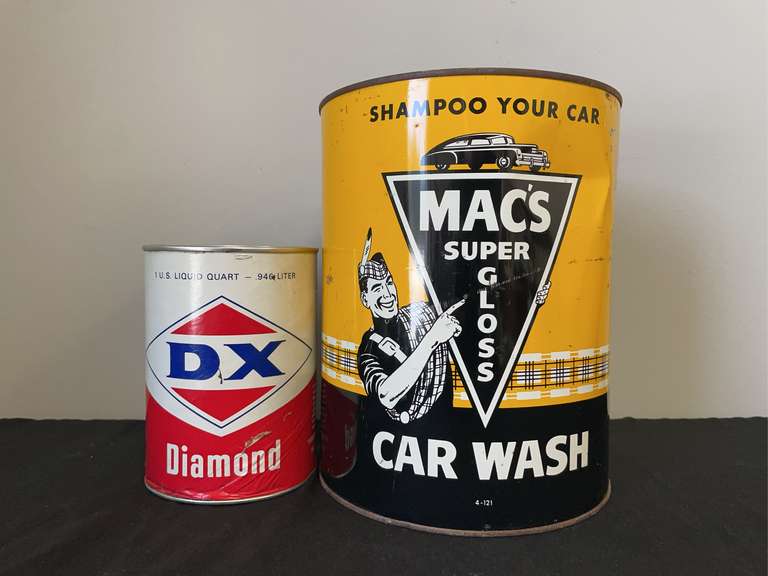 (2) DX Oil Can + Mac's Car Wash Can image