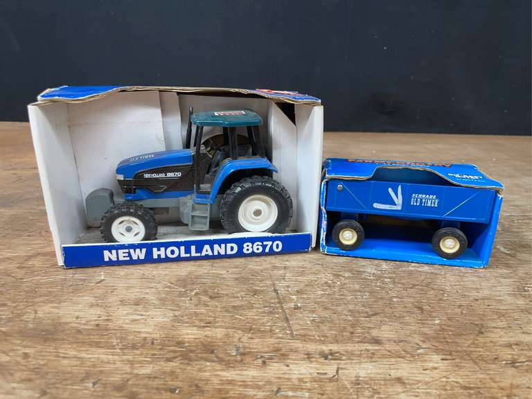 (2) 1/32 New Holland 8670 + Wagon Schrade NIB Ertl image
