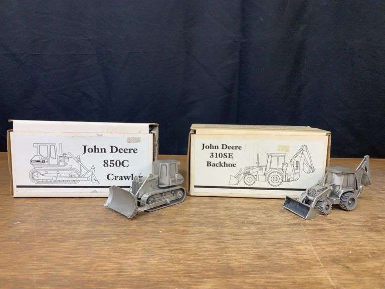 (2) 1/50 John Deere Crawler + Backhoe Pewter NIB SC image