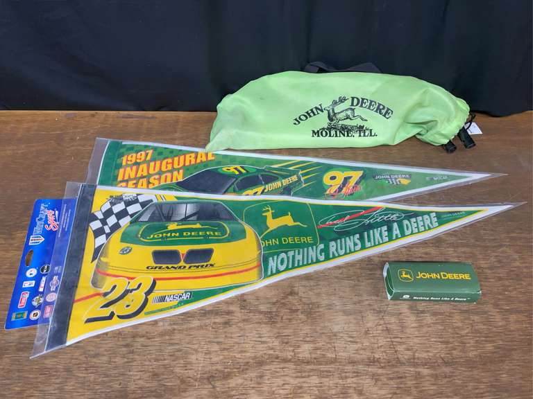 (4) John Deere Pennants, Knife, Bag image