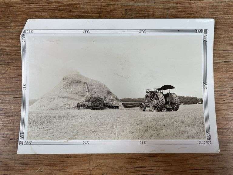 (2) Reeves Tractor + Steam Engine Photo + Postcard