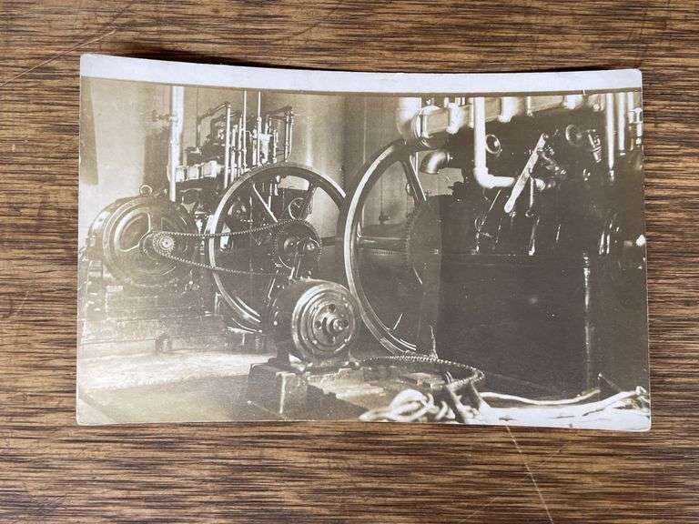 (2) Steam Engine + Power Plant Photo + Postcard