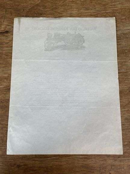 1917 Waterloo Boy Kerosene Tractors Letter