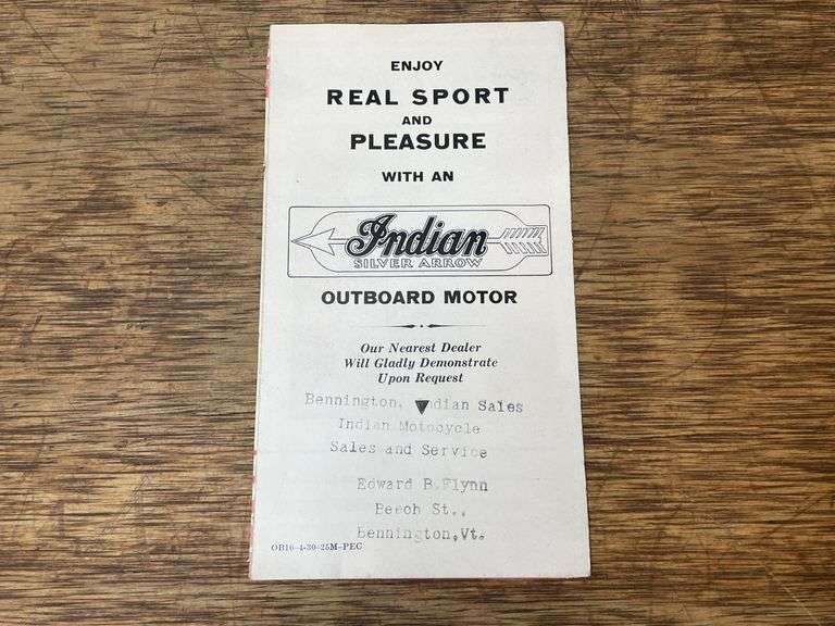 Indian Silver Arrow Outboard Motor Sales Literature