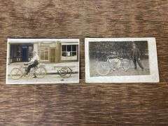 (2) Sears + Yale Motorcycle Photo Postcards