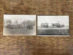 (2) Rumely + Case Tractor Photo Postcards