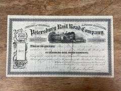 1874 Petersburg Rail Road Co. Stock Certificate