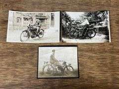 (3) Motorcycle Photos + Postcard