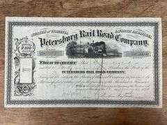 1874 Petersburg Rail Road Co. Stock Certificate