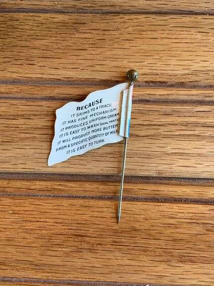 National Cream Separator Celluloid Flag Straight Pin