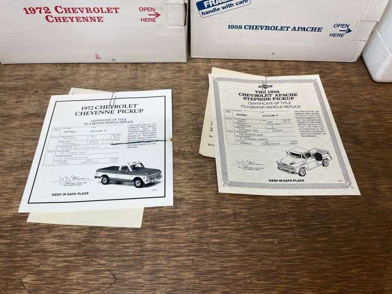 (2) 1/24 Chevrolet Pickups NIB Danbury Mint