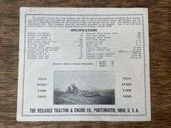 Reliable 10-20 Tractor Sales Literature