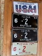 (4) Iowa + Chevrolet License Plates