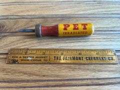 (2) Pet Milk Opener + Fairmont Creamery Ruler