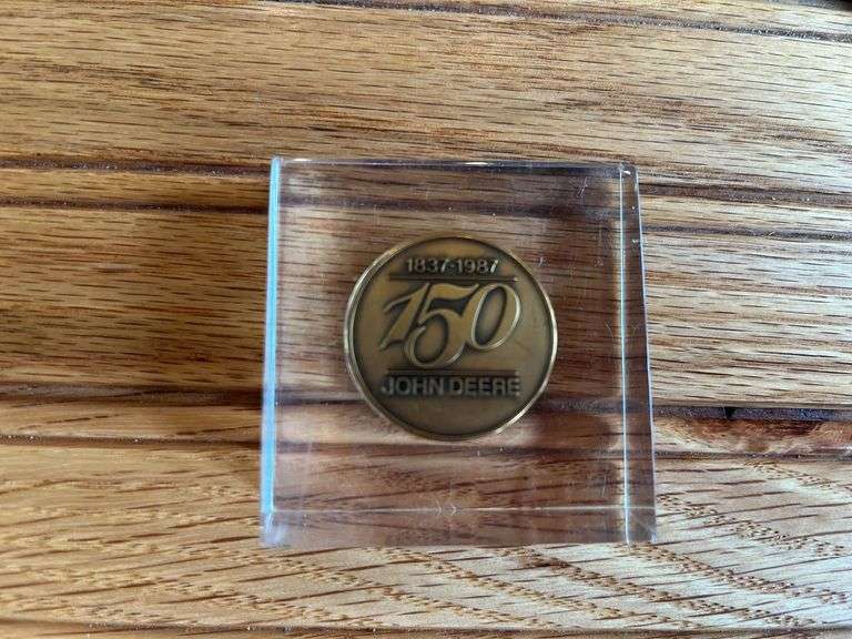 (2) John Deere 150th Anniversary Paperweight + 1970 Calendars