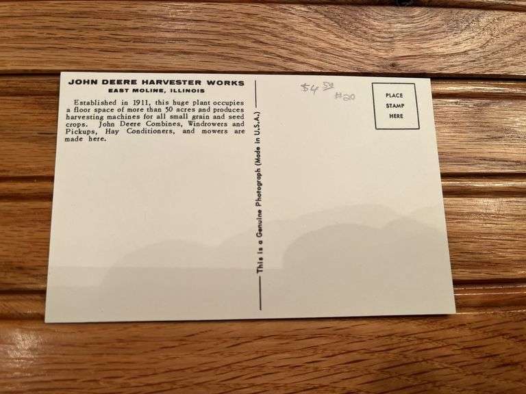 (4) John Deere Factory Postcards