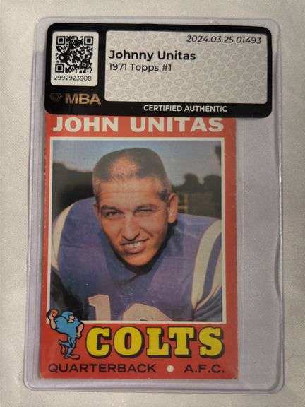 1971 Topps #1 John Unitas MBA Certified Authentic image