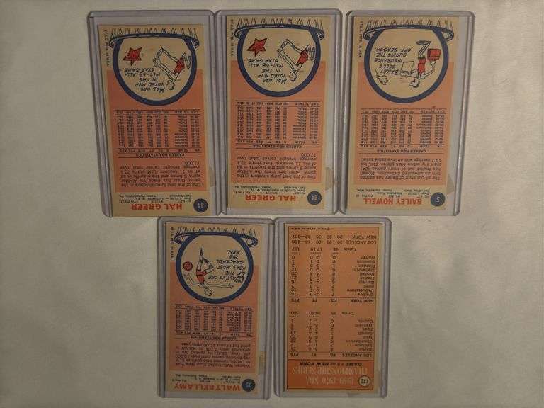 (5) 1970 Topps Basketball Cards