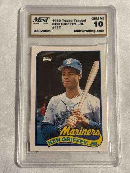 1989 Topps Traded #41T Ken Griffey Jr. ROOKIE Graded Mint Grading 10 GEM image