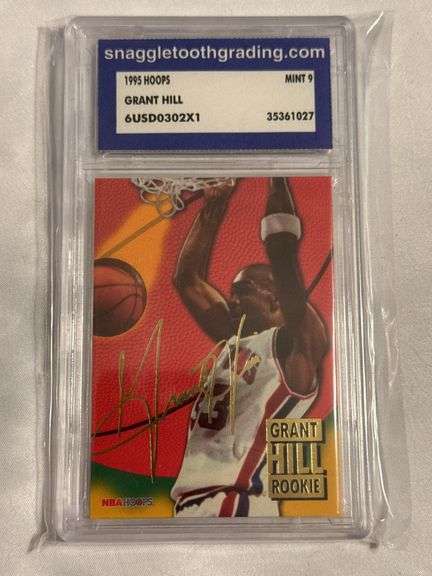 1995 Hoops Grant Hill ROOKIE Snaggletooth Grading 9 image