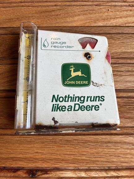 (2) John Deere Rain Gauge + Thermometer