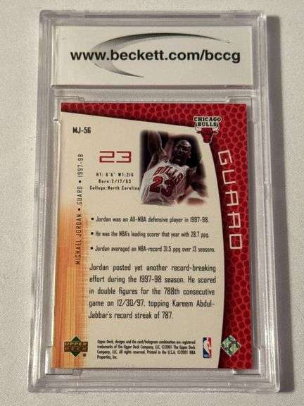 2001-02 Upper Deck #MJ56 Michael Jordan Graded BCCG 10
