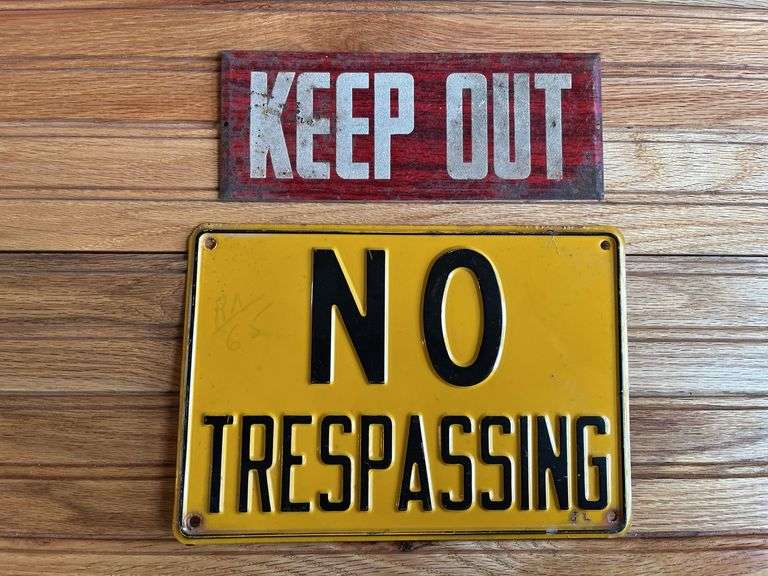 (2) Keep Out + No Trespassing Signs image