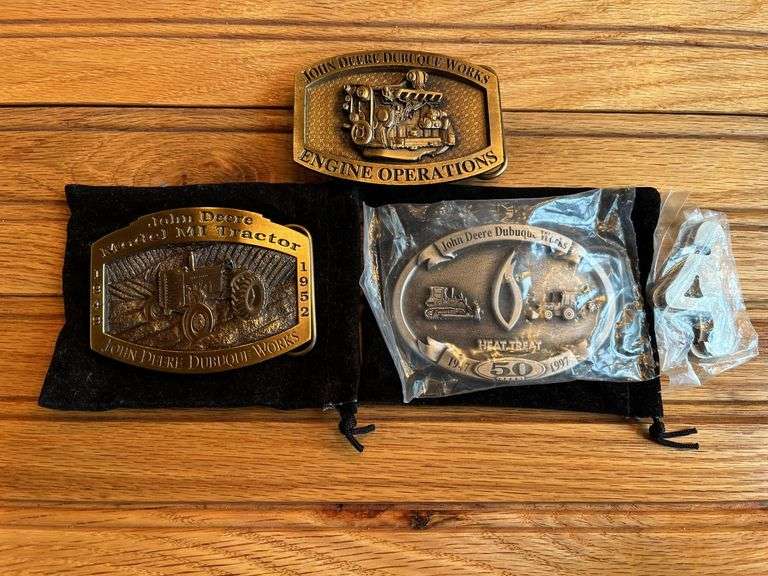 (3) John Deere Dubuque Works Belt Buckles image