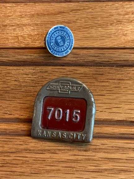 (2) Chevrolet Kansas City Employee Badge + UAW Pin image