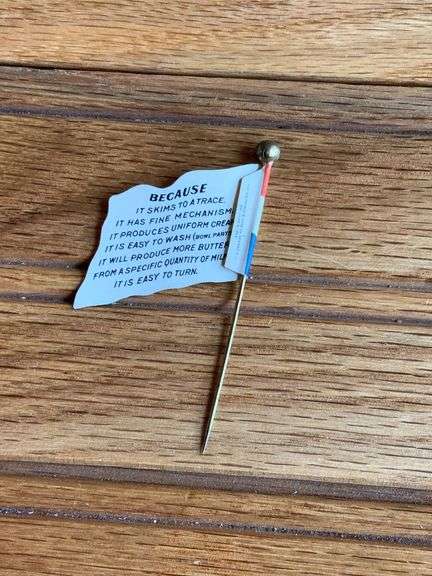 National Cream Separator Celluloid Flag Straight Pin