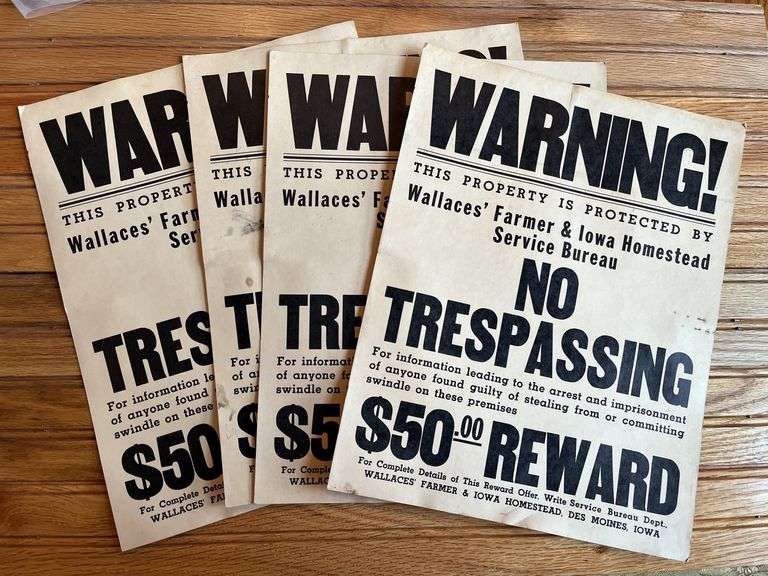(4) Wallaces’ Farmer No Trespassing Signs image