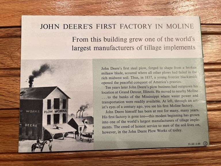 1963 John Deere Plow Works Souvenir Booklet