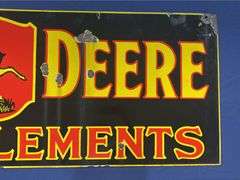 1920s John Deere 3-Legged Deer Farm Implements DSP Sign