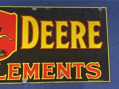 1920s John Deere 3-Legged Deer Farm Implements DSP Sign