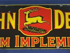 1920s John Deere 3-Legged Deer Farm Implements DSP Sign