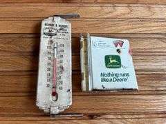 (2) John Deere Rain Gauge + Thermometer