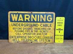 (2) Warning Underground Cable SST Signs