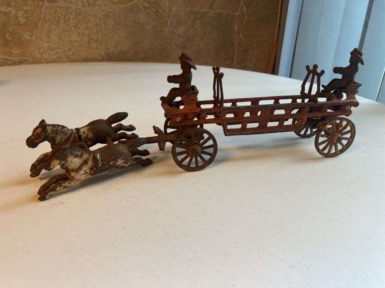 Cast Iron Horse Drawn Fire Wagon image