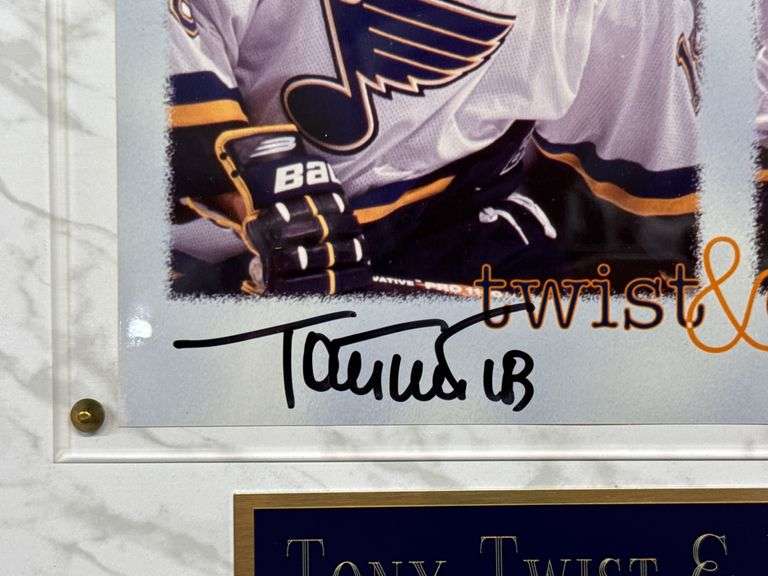 St. Louis Blues “Bruise Brothers” Tony Twist & Kelly Chase Autographed Photo on Wood Plaque