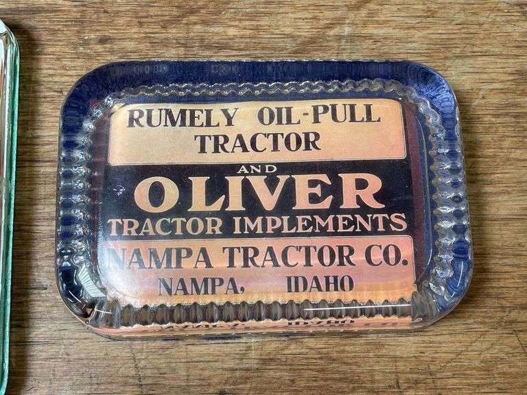 (2) Oliver + IHC Glass Paperweights