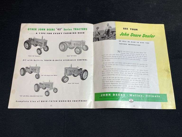 (2) John Deere 40 Tractor + Crawler Sales Literature