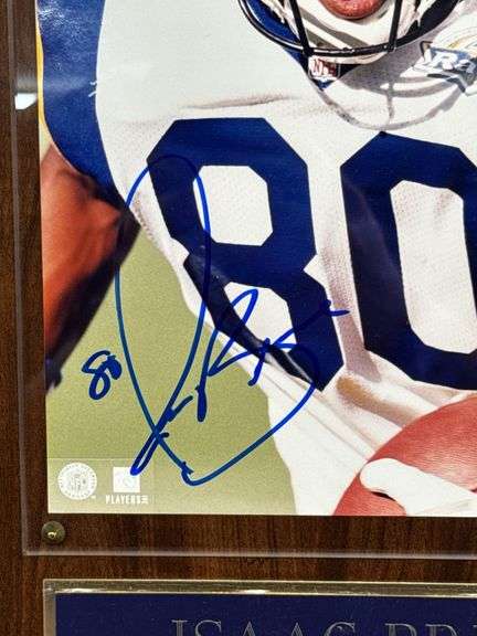Isaac Bruce Autographed Photo on Wood Plaque