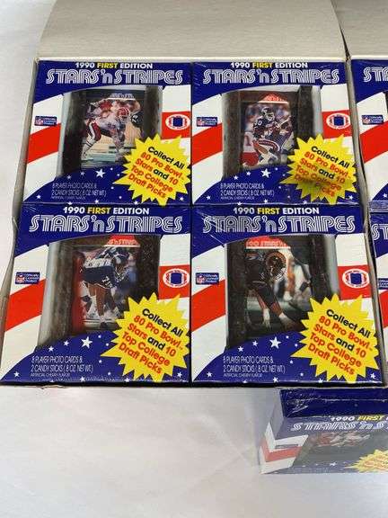 (2) 1990 Asher Candy Stars 'N Stripes Football First Edition Retail Box
