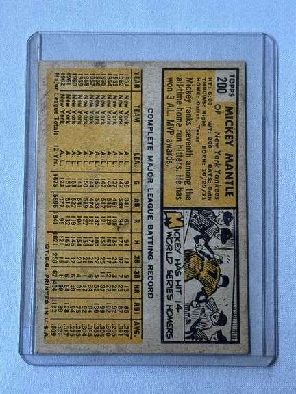 1963 Topps #200 Mickey Mantle New York Yankees